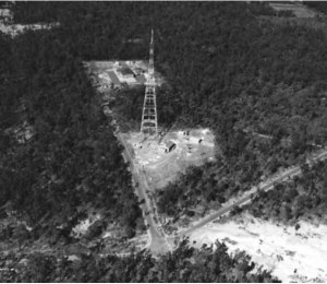 475 foot high transmitter tower completed. ABC TV Transmitter site at picture top.
